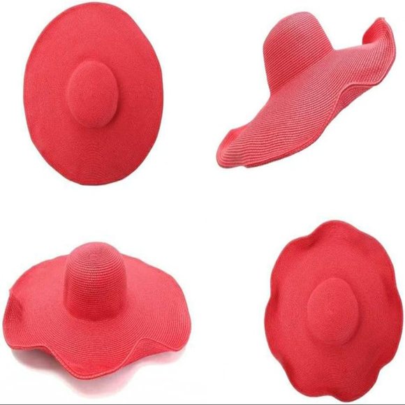 Red  summer sun beach hat